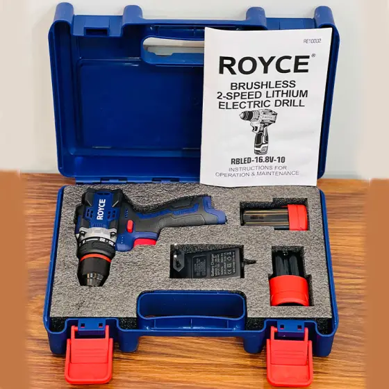 دریل شارژی اصلی 16.8 ولت واقعی رویس مدل RBLED-16.8V-10